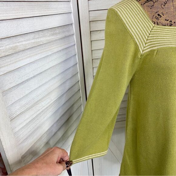 Banana Republic Factory Striped Square Neck Sweater Olive Green Small - Picture 6 of 11